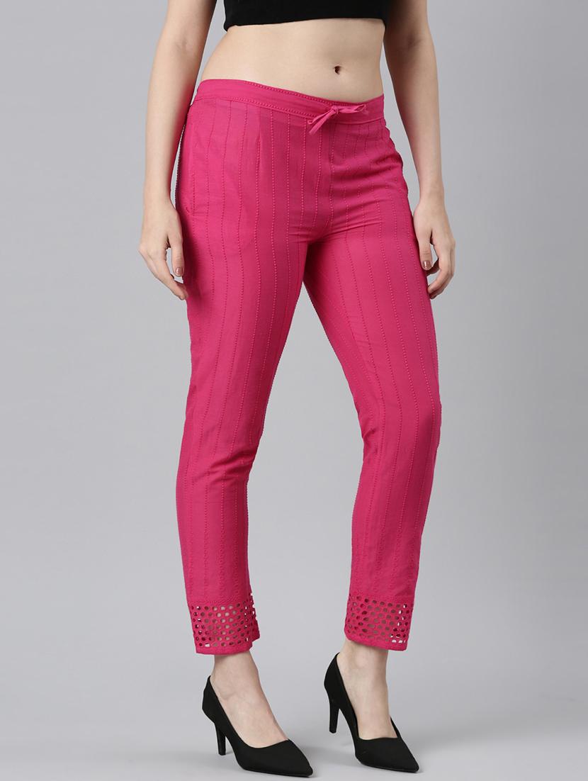 women solid mid rise tapered pant - 21729845 - Standard Image - 1