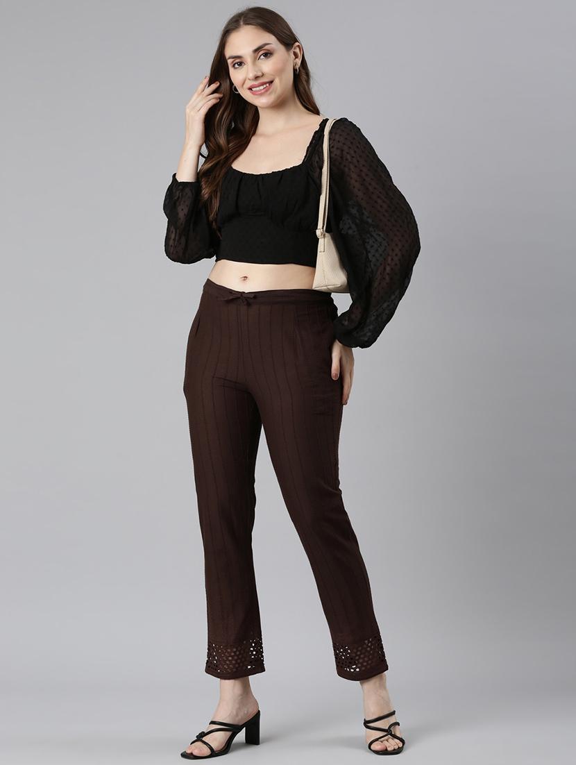 women solid mid rise tapered pant - 21729846 - Standard Image - 4
