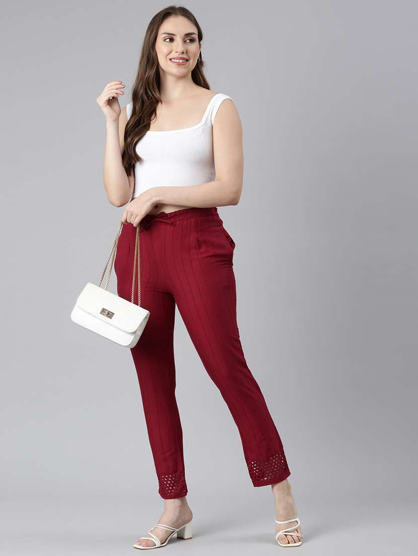 women solid mid rise tapered pant - 21729852 -  Standard Image - 4