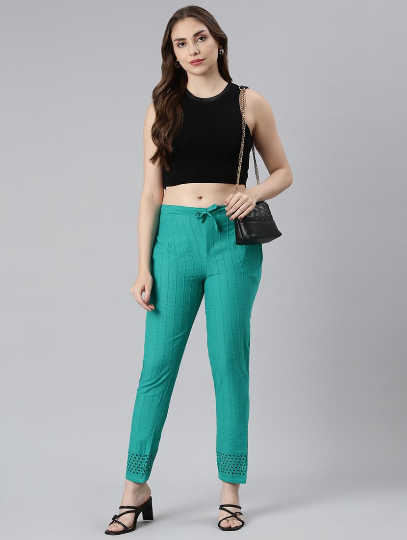 women embroidered mid rise tapered pant - 21729856 - Standard Image - 4