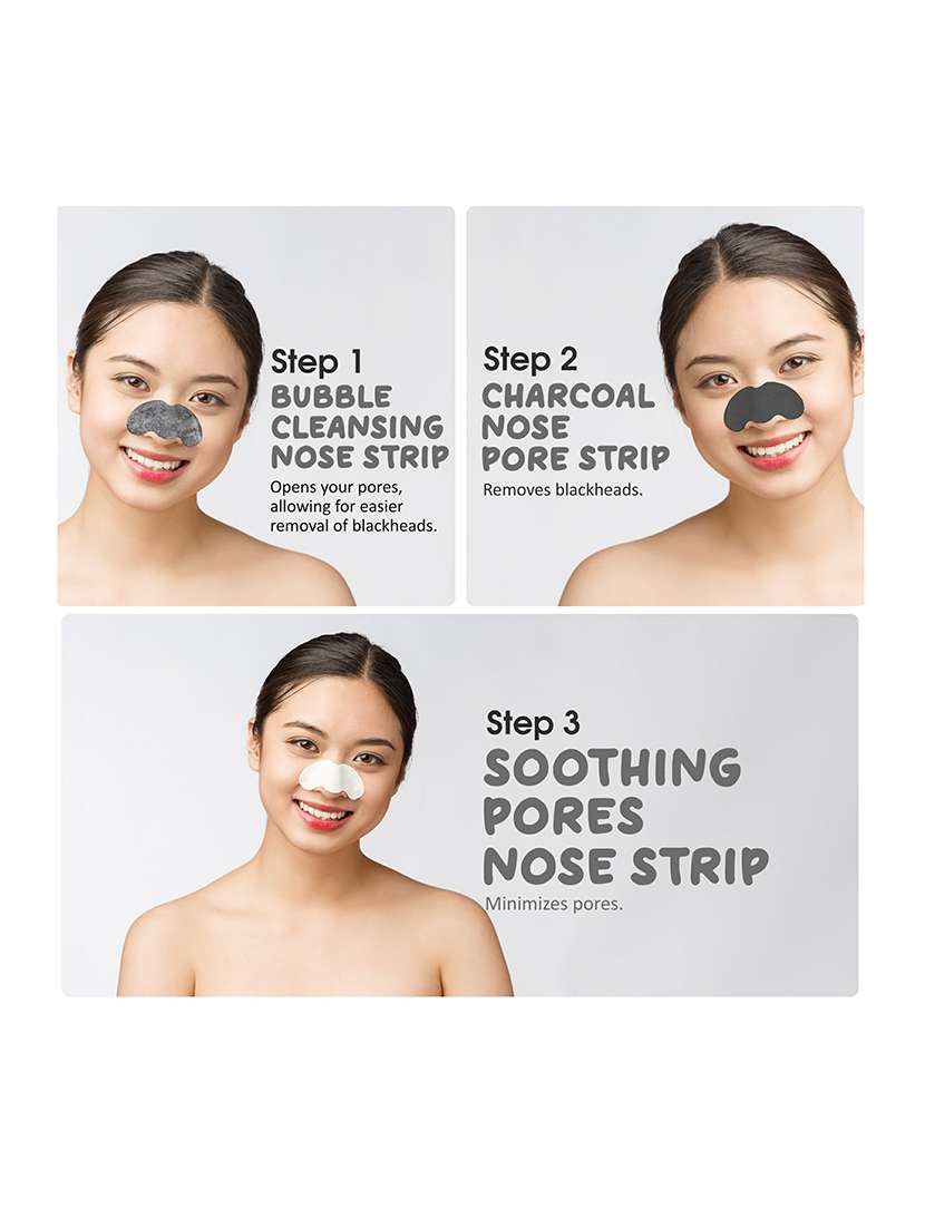 masking 3-in-1 blackheads remover nose strips, bubble cleansing, charcoal pore, soothing blueberry extract, pack of 2 - 21729858 - Standard Image - 1