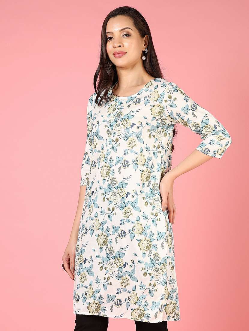 women three quarter sleeves straight kurta - 21729942 -  Standard Image - 1