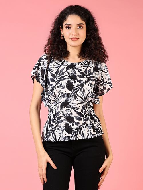 women black printed short sleeve top - 21729963 -  Standard Image - 0