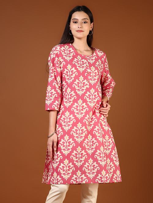 women printed three quarter sleeves straight kurta - 21729976 - Standard Image - 0