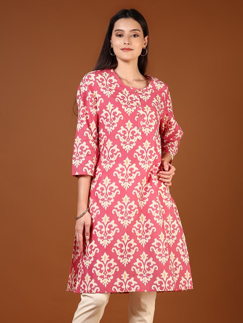 women printed three quarter sleeves straight kurta - 21729976 - Zoom Image - 0