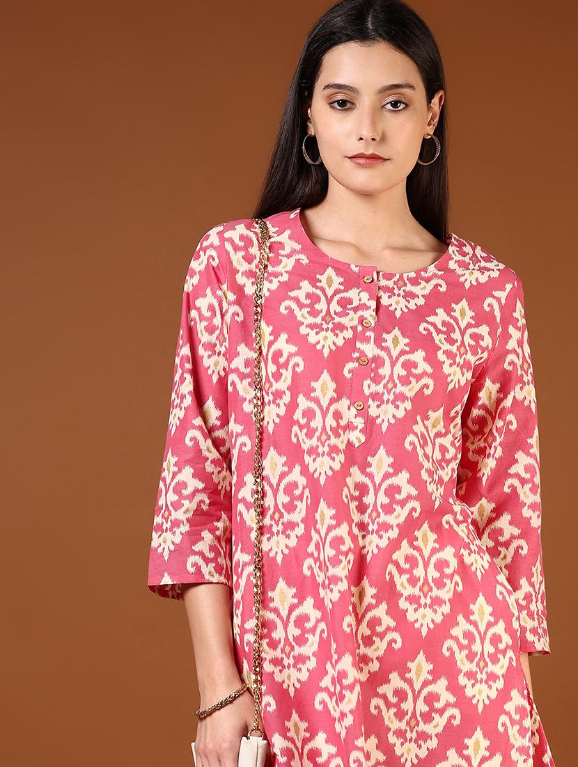 women printed three quarter sleeves straight kurta - 21729976 - Standard Image - 4