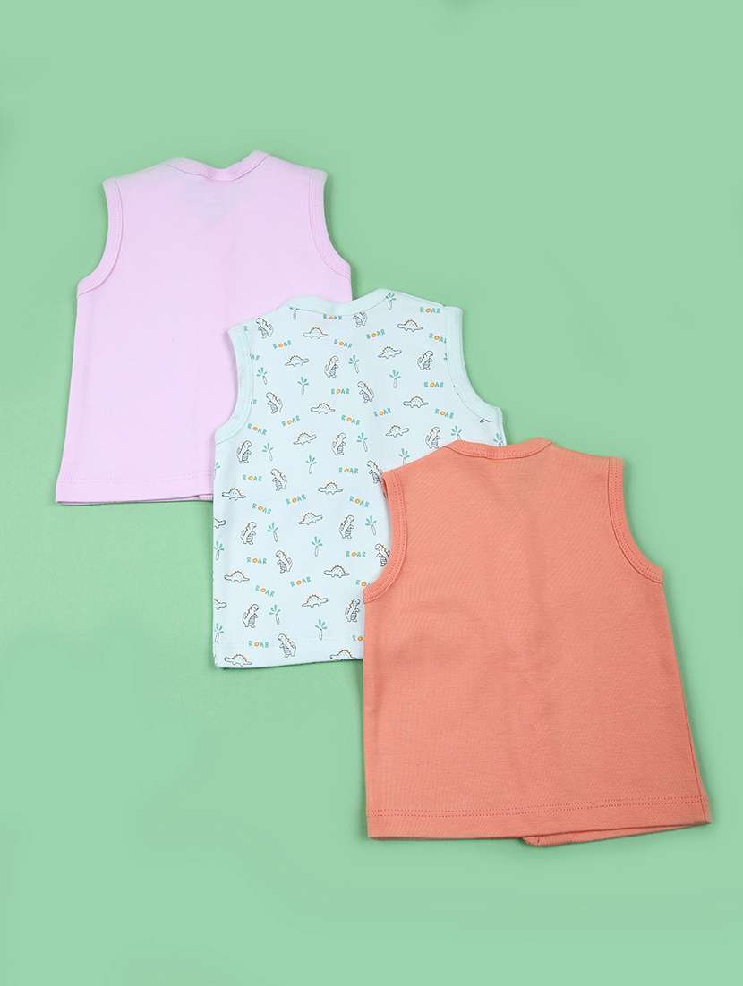 Kids Pack Of 3 Printed Sleeveless T-shirt - 21729980 -  Standard Image - 1