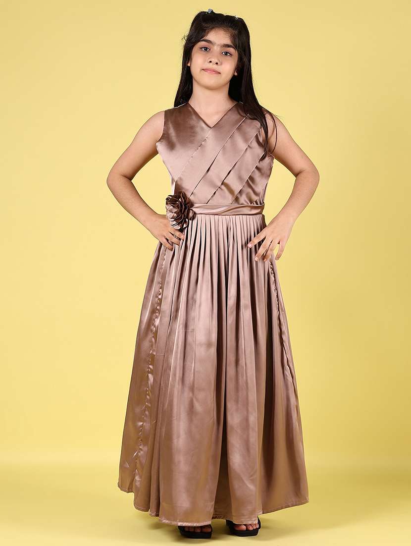 girls solid sleeveless fit and flare dress - 21729986 -  Standard Image - 1