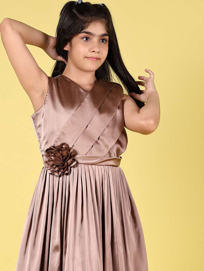girls solid sleeveless fit and flare dress - 21729986 -  Standard Image - 4