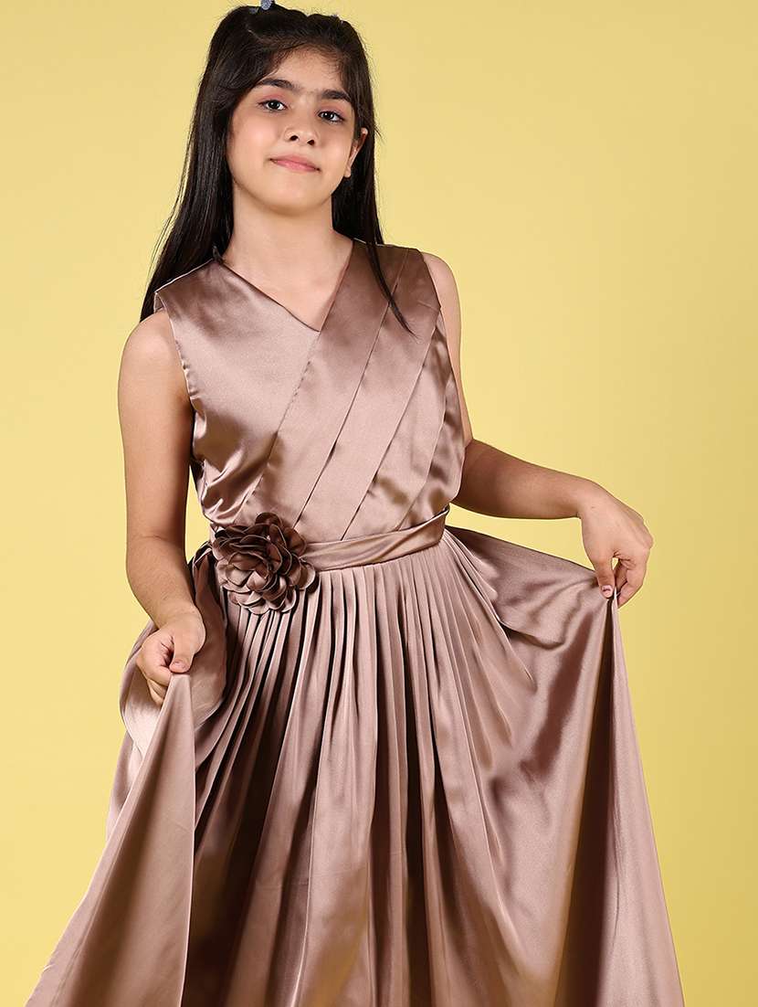 girls solid sleeveless fit and flare dress - 21729987 -  Standard Image - 4