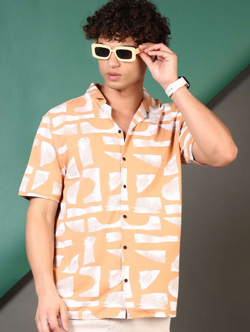 men printed cuban collared casual shirt - 21729997 -  Standard Image - 1