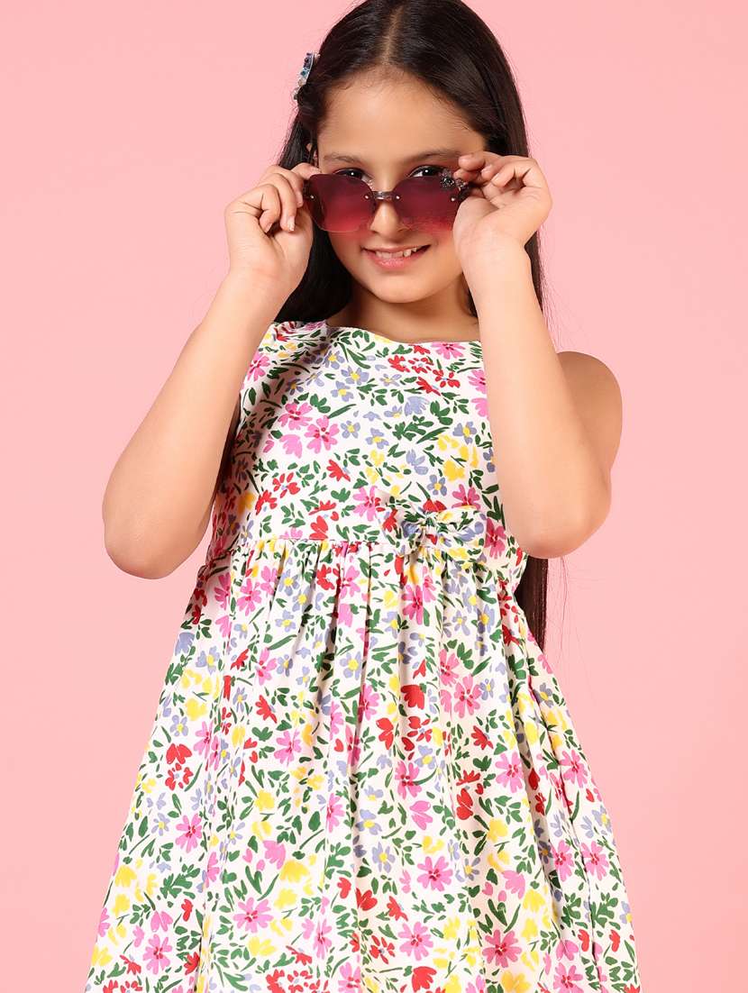 girls floral printed sleeveless frock - 21730007 -  Standard Image - 4