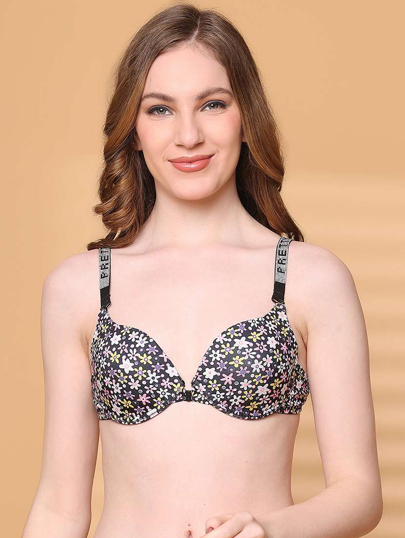 multi colored polyester push up bra