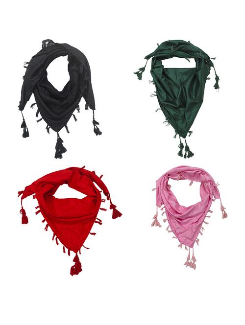 women pack of 4 plain tassel detailed scarves - 21730146 -  Standard Image - 0