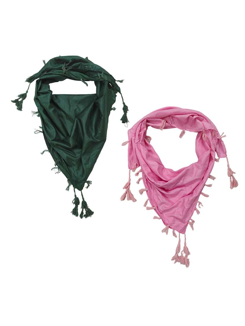 women pack of 2 plain tassel detailed scarves