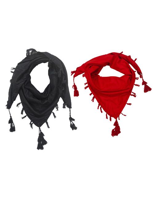 women pack of 2 plain tassel detailed scarves - 21730151 - Standard Image - 0
