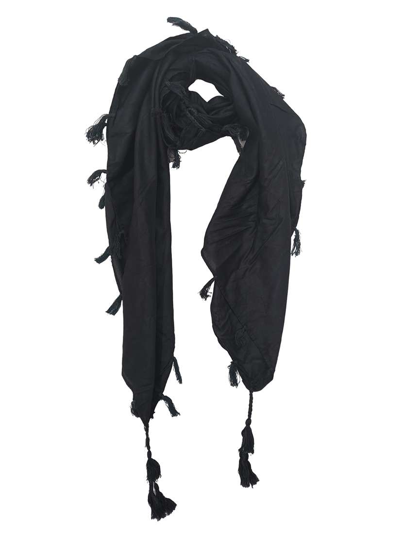 women pack of 2 plain tassel detailed scarves - 21730152 -  Standard Image - 1