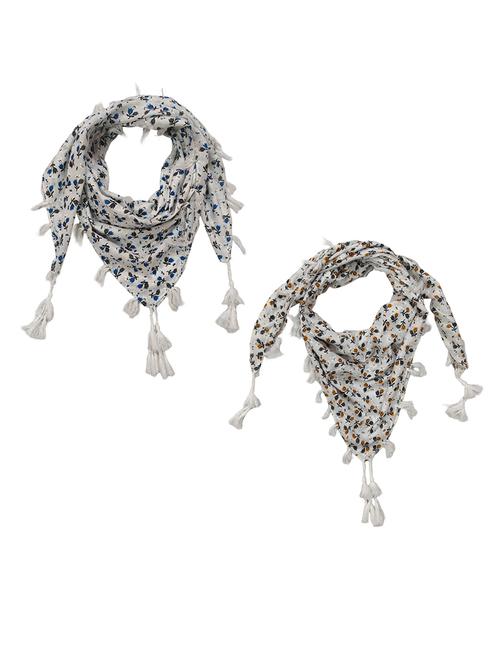 women pack of 2 printed tassel detailed scarves - 21730153 - Standard Image - 0