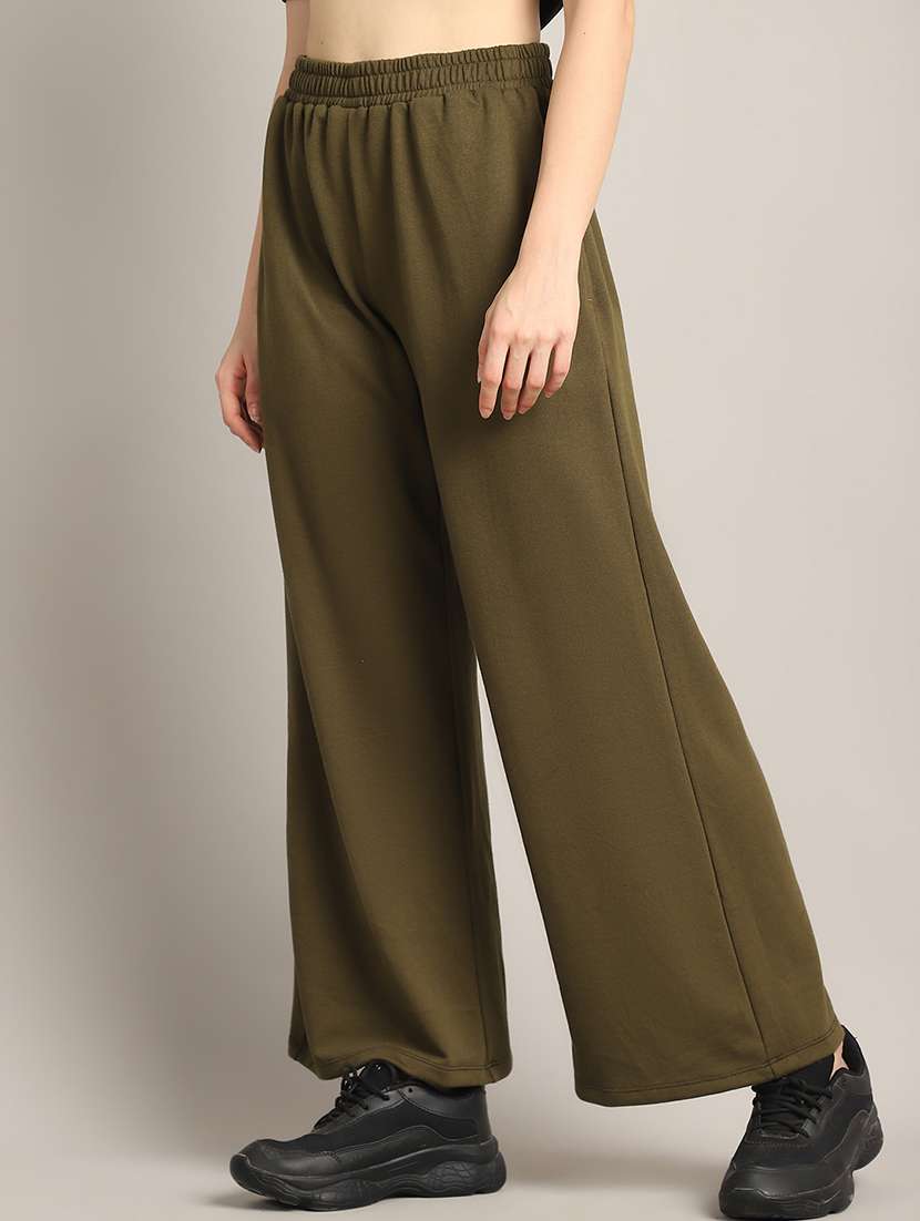 women solid high rise relaxed fit track pant - 21730169 -  Standard Image - 1