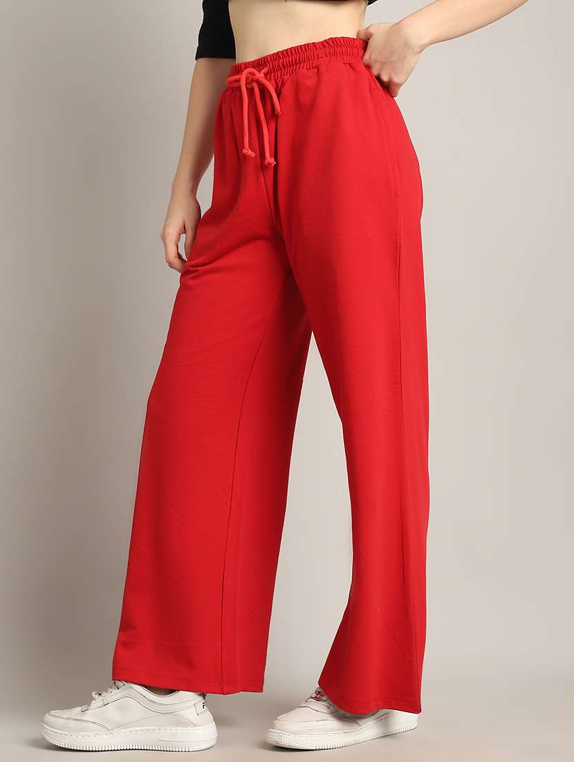 women solid high rise relaxed fit track pant - 21730174 -  Standard Image - 1