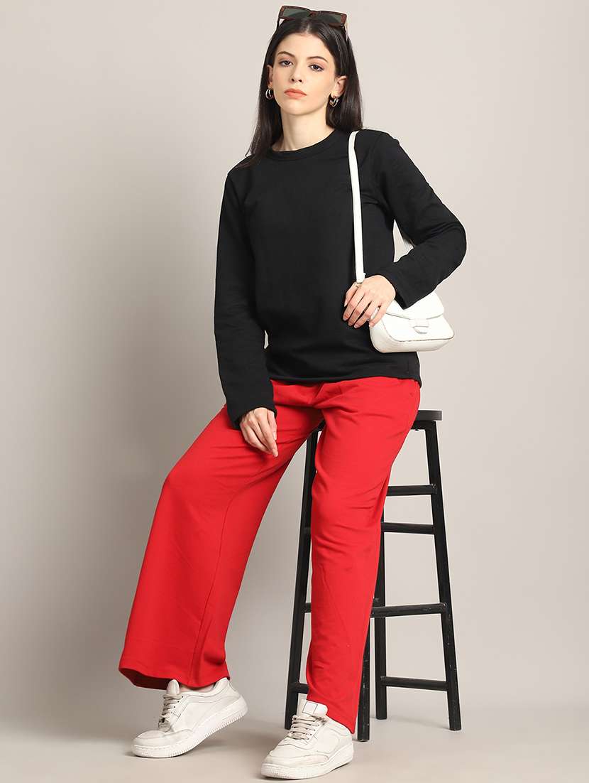 women solid high rise relaxed fit track pant - 21730174 -  Standard Image - 4