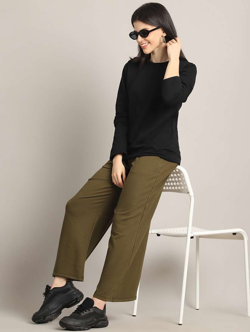 women solid high rise relaxed fit track pant - 21730176 -  Standard Image - 4