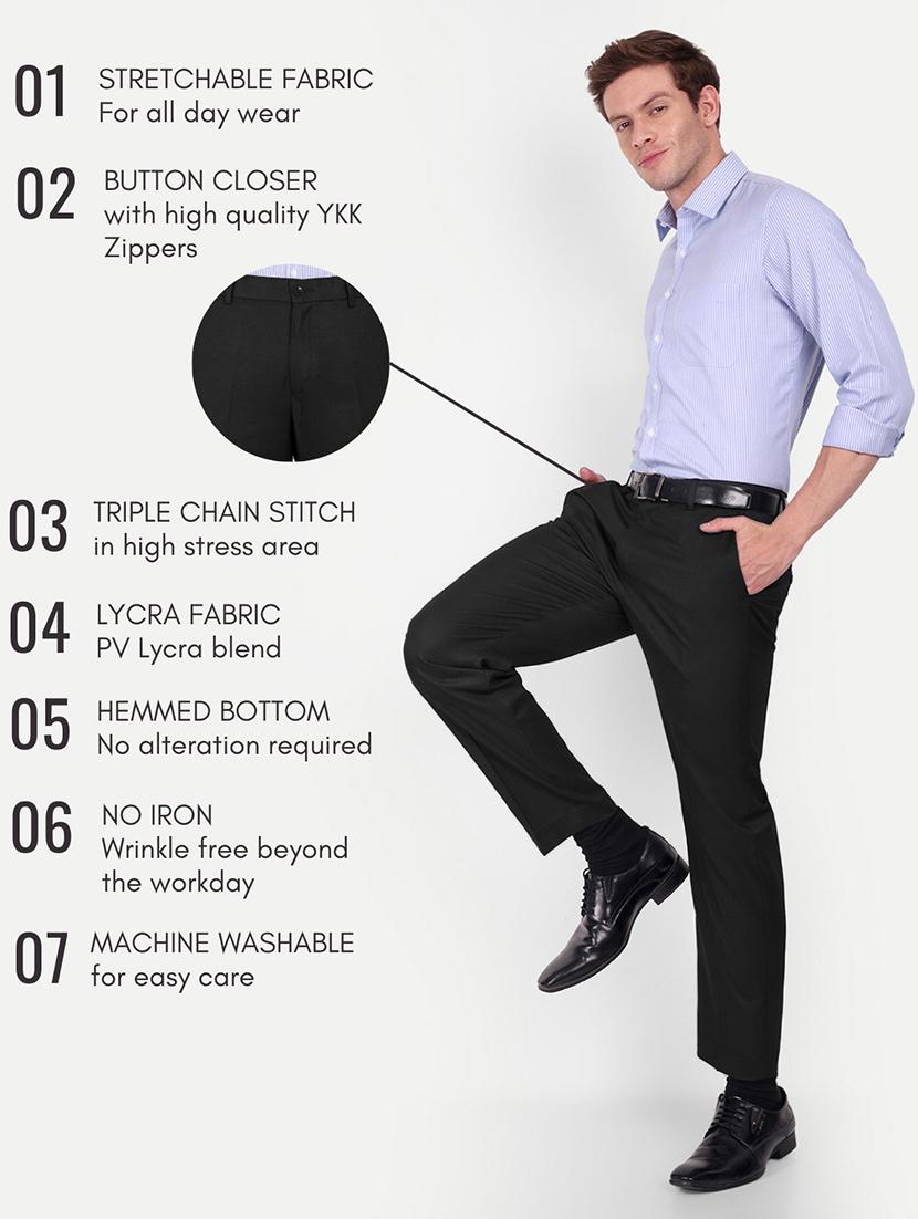 men solid mid rise formal trouser - 21730188 - Standard Image - 4