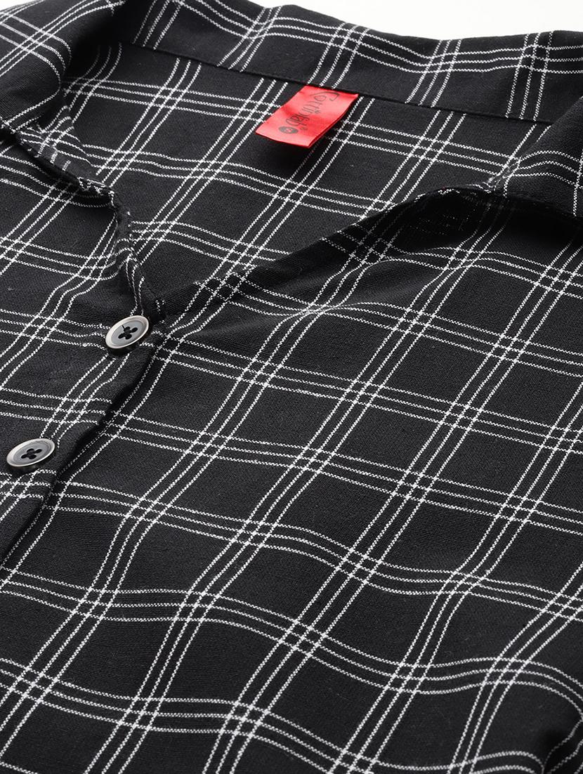 women checkered collared puff sleeves shirt dress - 21730243 - Standard Image - 4
