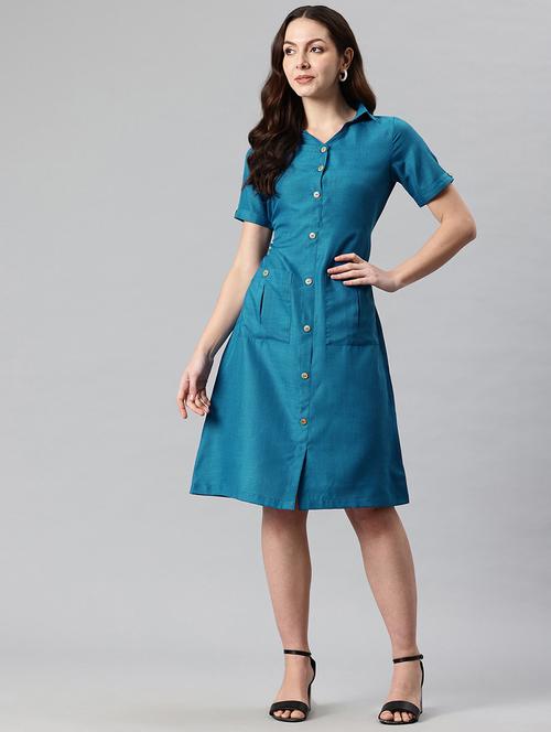 women solid collared shirt dress - 21730244 -  Standard Image - 0