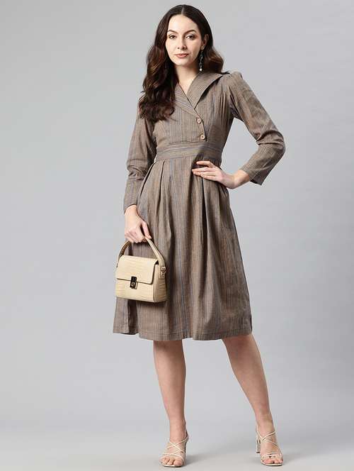 women self designed puff sleeves a-line dress - 21730249 -  Standard Image - 0