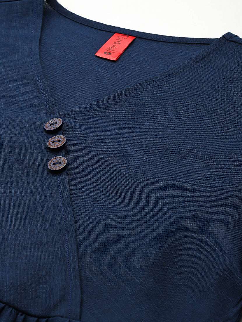 women solid puff sleeves tiered dress - 21730255 -  Standard Image - 4