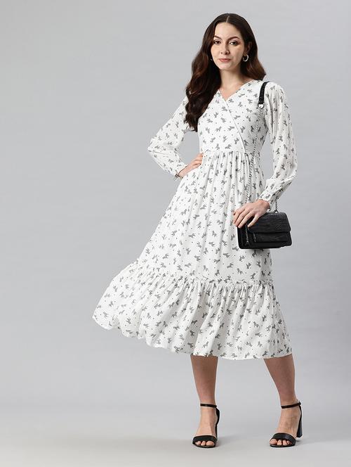 women printed puff sleeves tiered dress - 21730256 -  Standard Image - 0