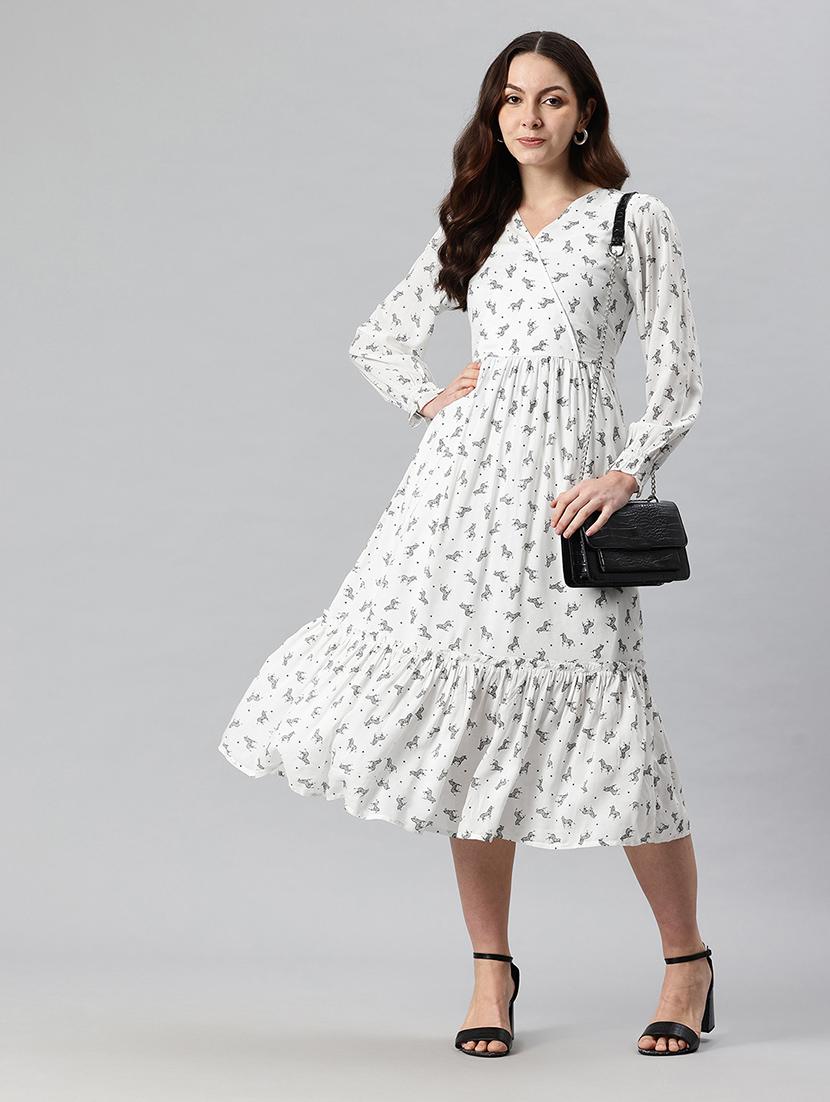 women printed puff sleeves tiered dress - 21730256 -  Zoom Image - 0