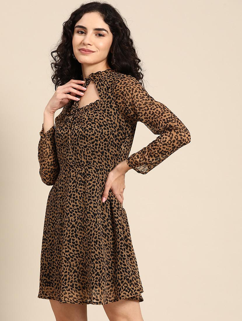 women printed a-line dress - 21730262 - Standard Image - 1