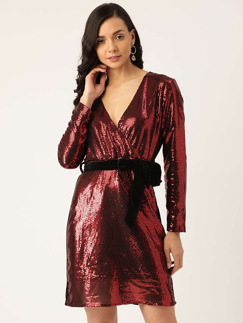 women sequin work sheath dress