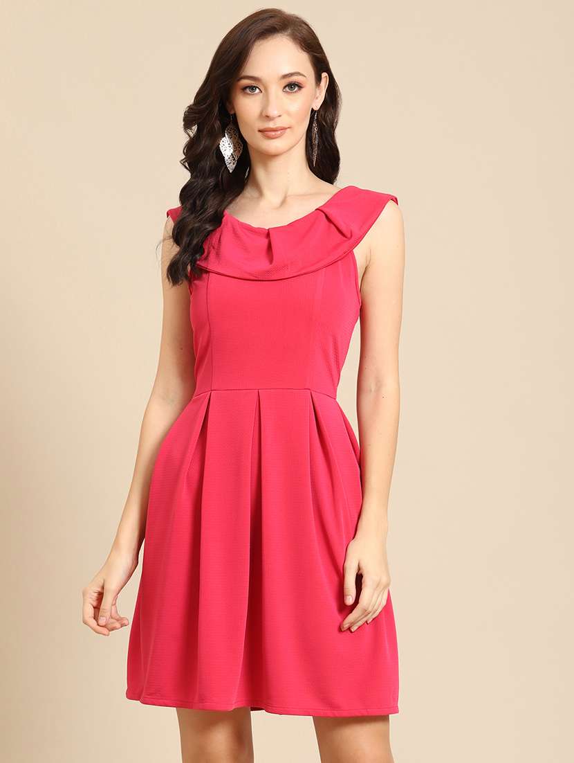 women solid a-line dress