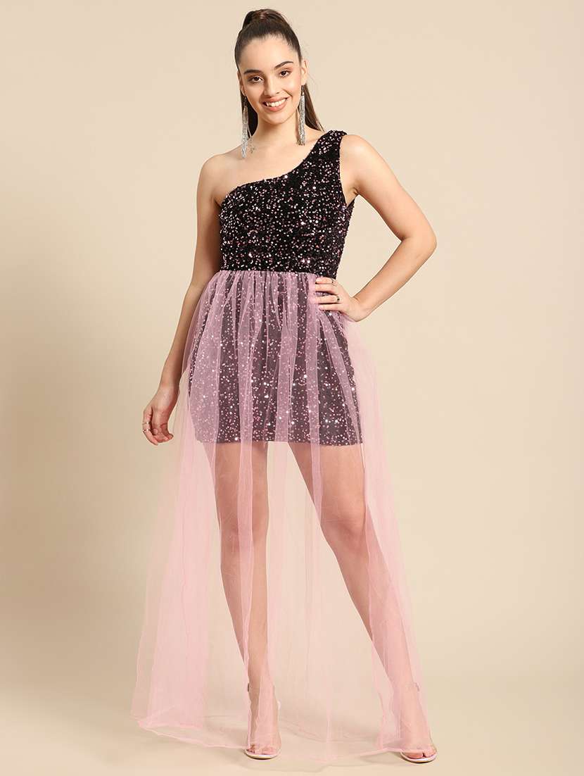 women single shoulder sequined a-line dress
