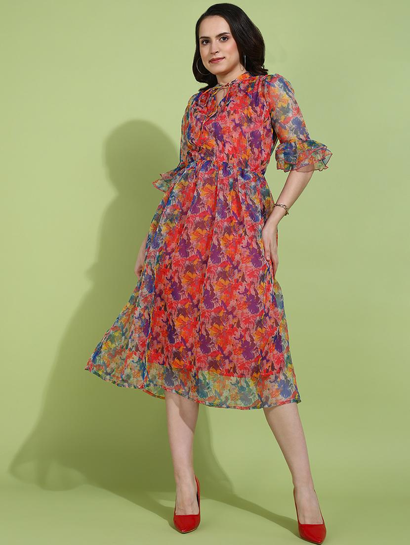 women printed a-line dress - 21730351 -  Zoom Image - 0