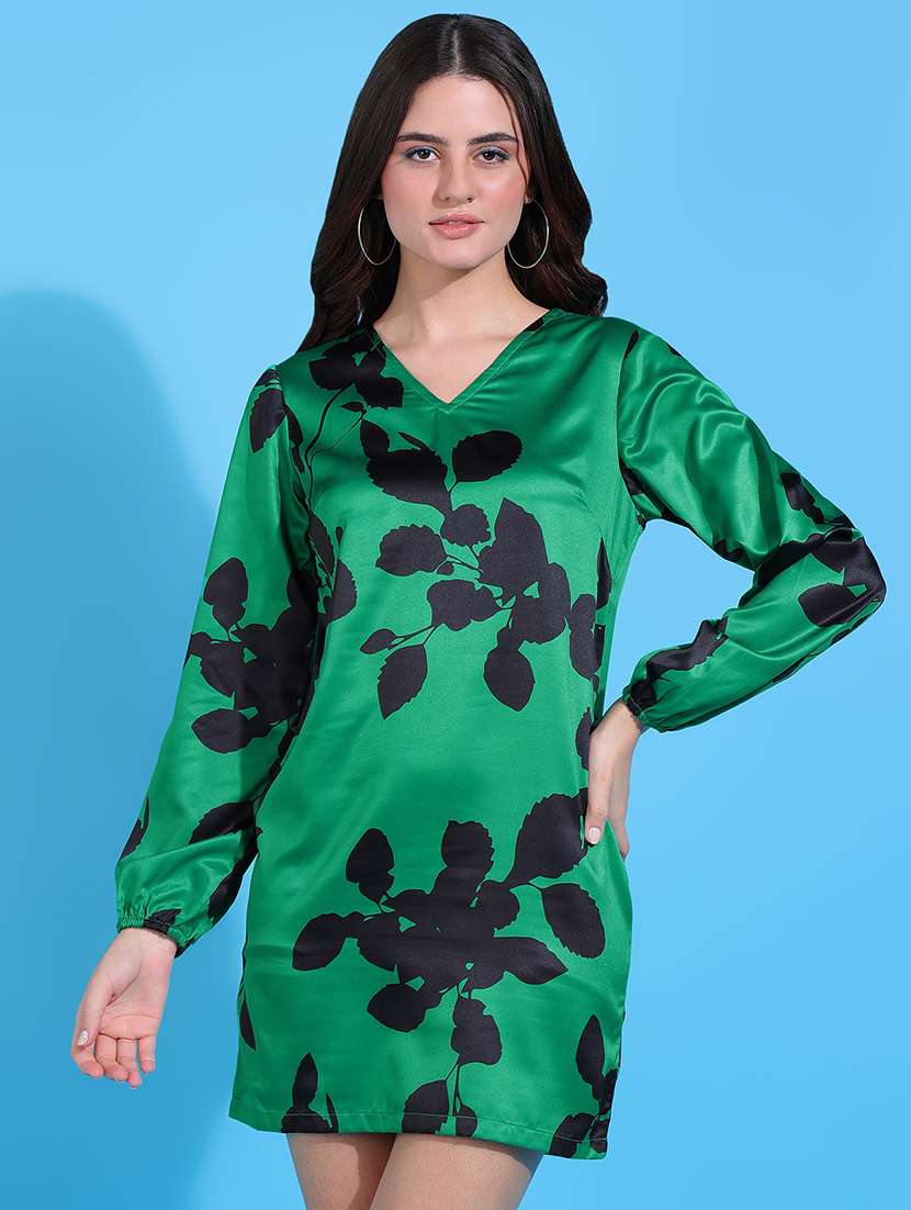 women v-neck printed sheath dress