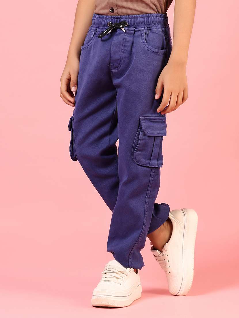 boys solid mid rise denim cargo - 21730397 -  Standard Image - 1