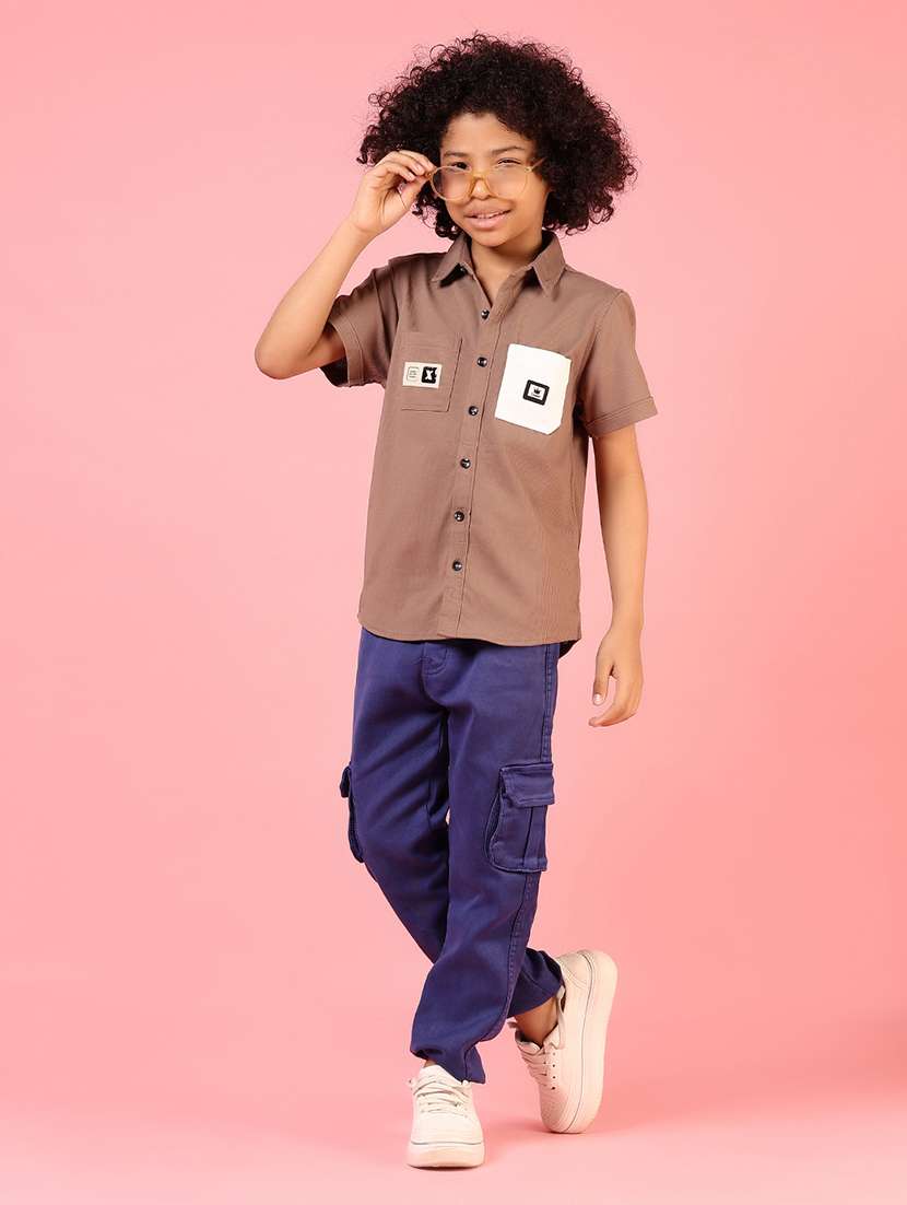 boys solid mid rise denim cargo - 21730397 -  Standard Image - 4