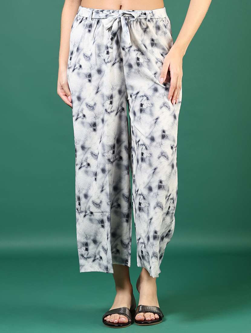 women printed mid rise straight palazzo