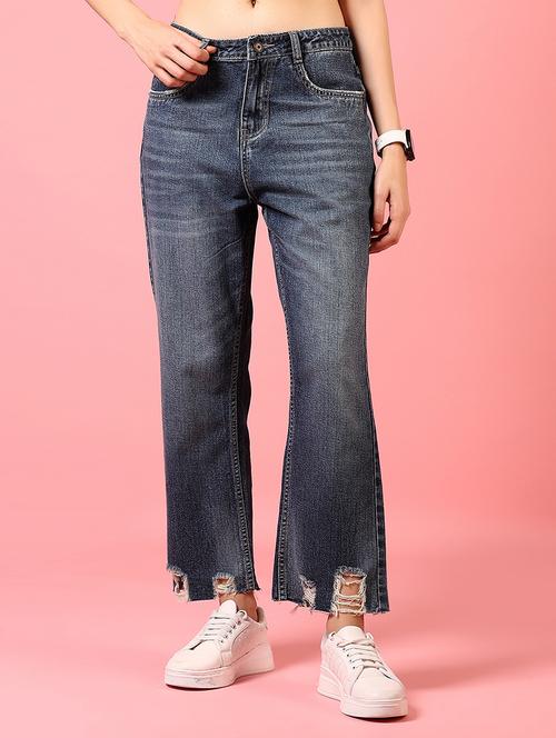 women distressed mid rise bootcut jean - 21730409 - Standard Image - 0
