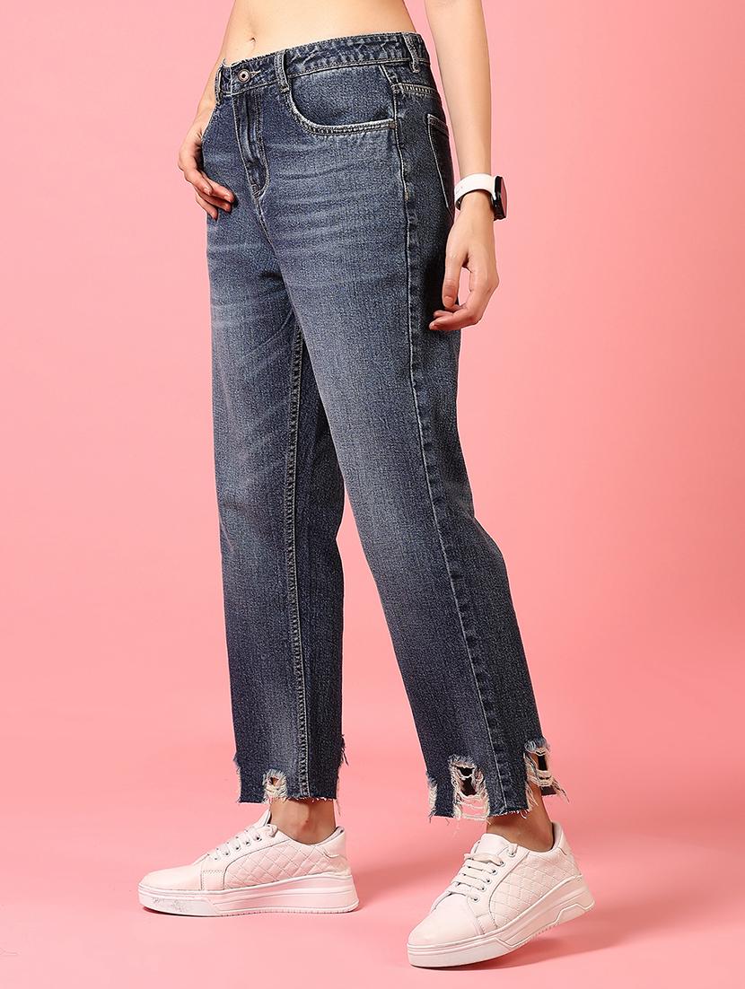 women distressed mid rise bootcut jean - 21730409 - Standard Image - 1