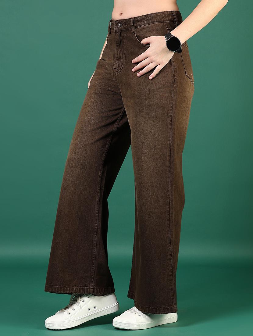 women brown high rise full length jean - 21730411 -  Standard Image - 1