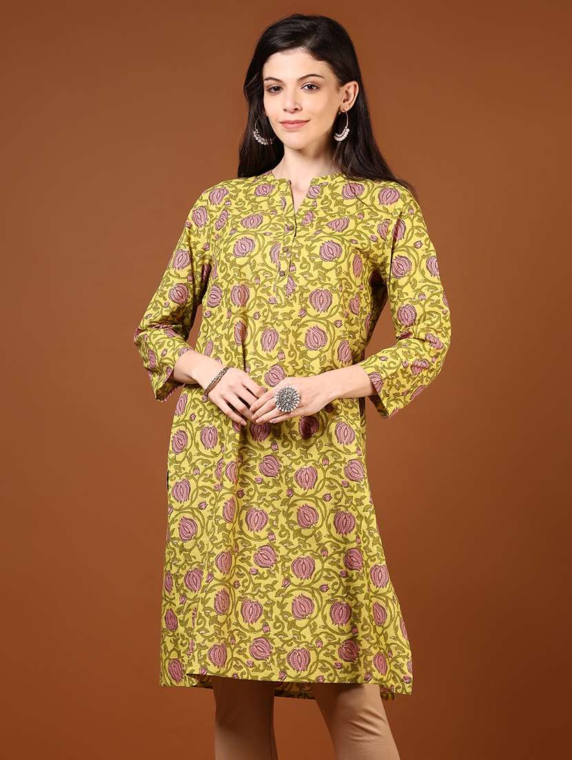 women printed three quarter sleeves straight kurta - 21730417 - Zoom Image - 0