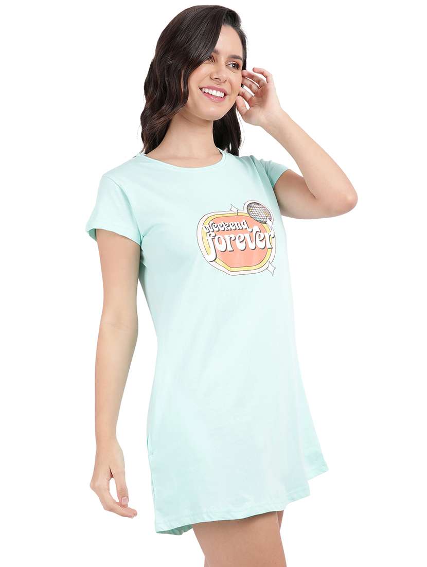 women printed round neck sleepshirt - 21730652 -  Standard Image - 1