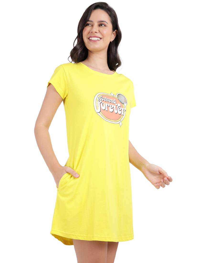 women printed round neck sleepshirts - 21730654 -  Standard Image - 1