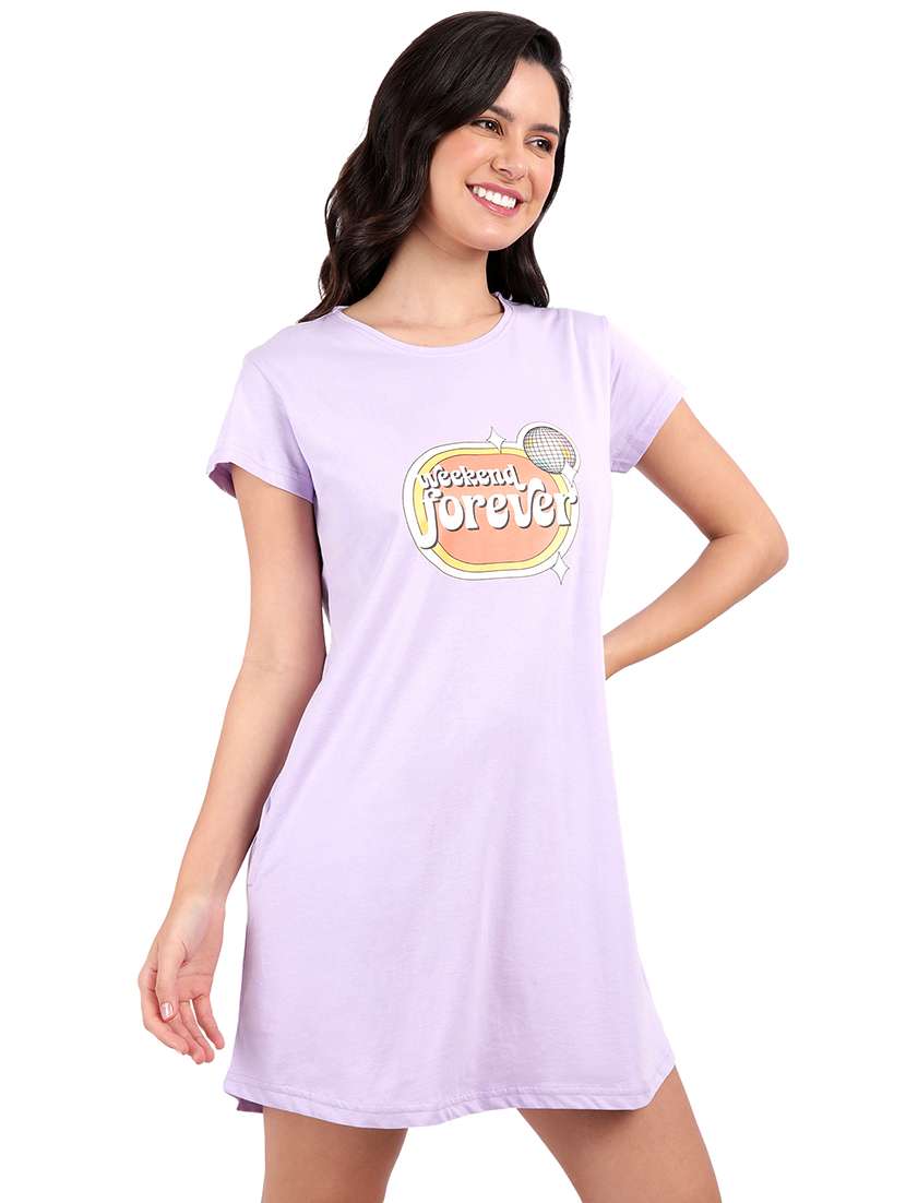 women printed round neck sleepshirt - 21730655 -  Standard Image - 1