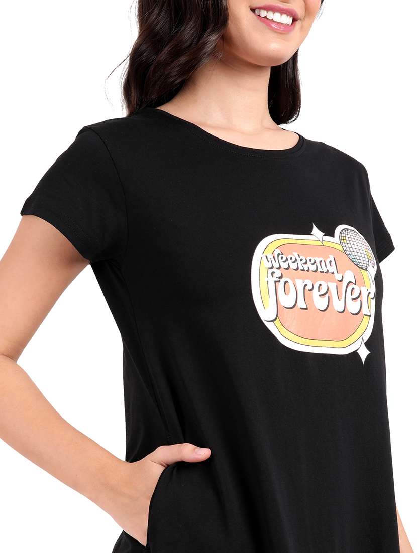 women printed round neck sleepshirt - 21730656 -  Standard Image - 6